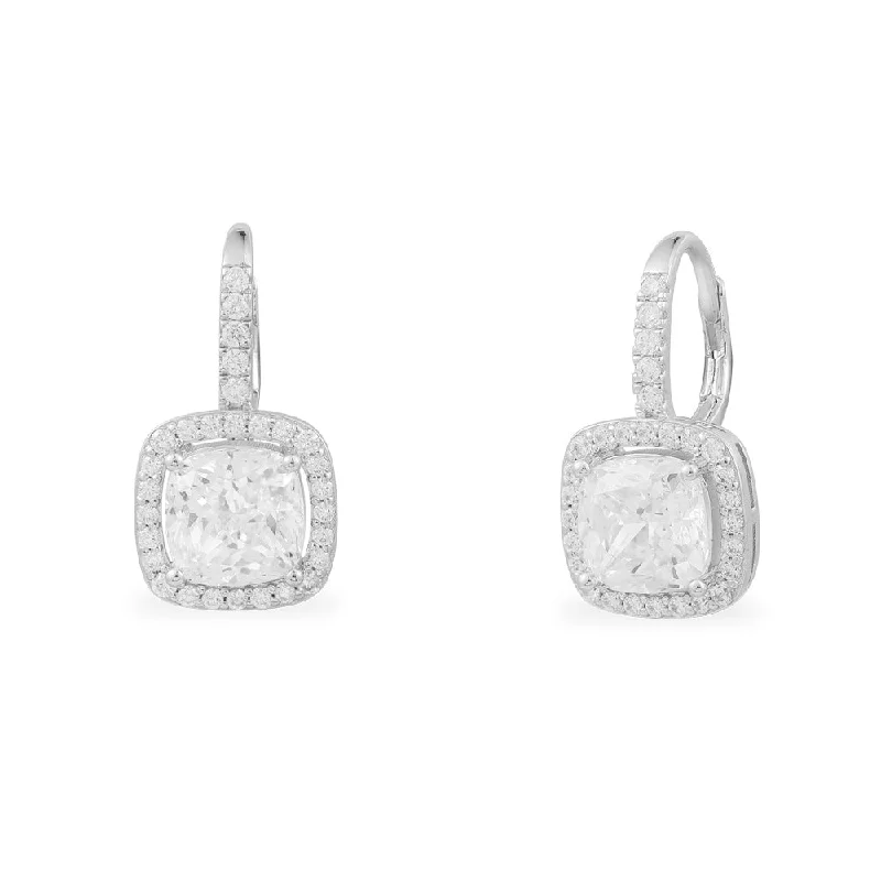 diamond earrings for women -Hoop Earrings with Square Stones