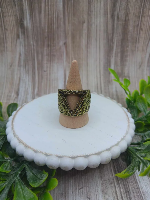 vintage gold rings -Brass Hammered Texture Ring