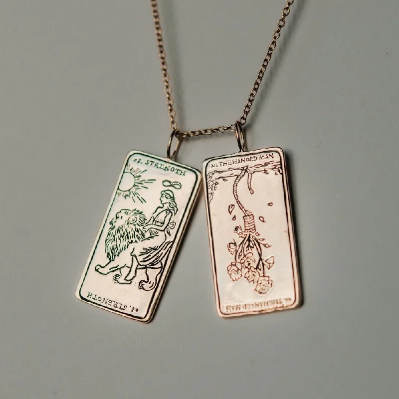 custom name necklaces for women -The Strength Tarot Card Necklace