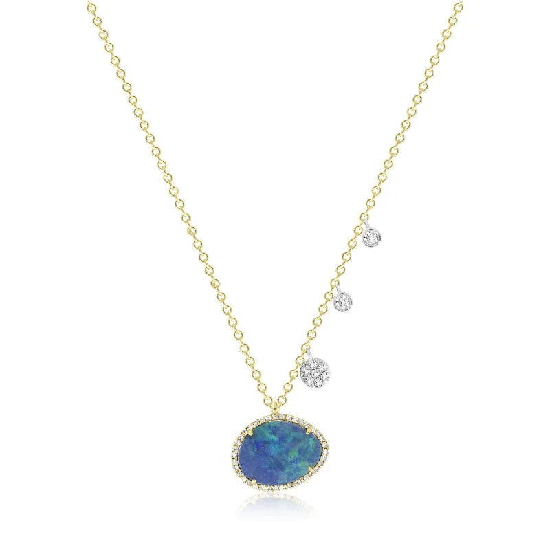 trendy necklaces for women -Opal and Diamond Necklace