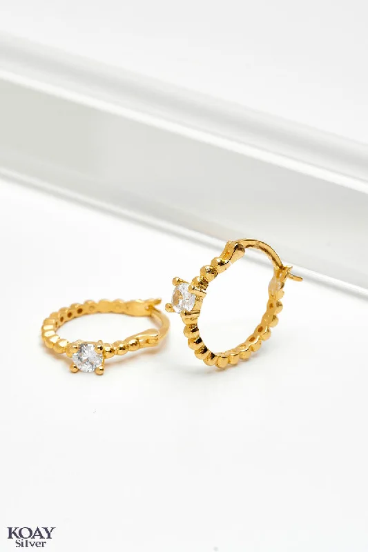 hoop earrings for women -Zircon & Balls Hoop GP