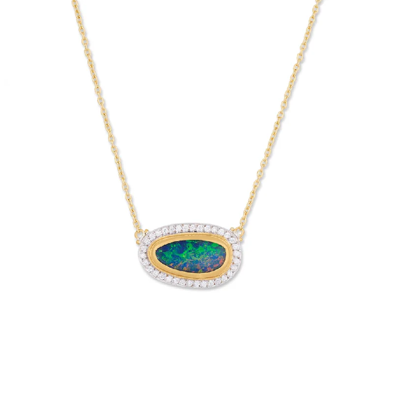 modern necklaces for women -24K Opal and Diamond Necklace