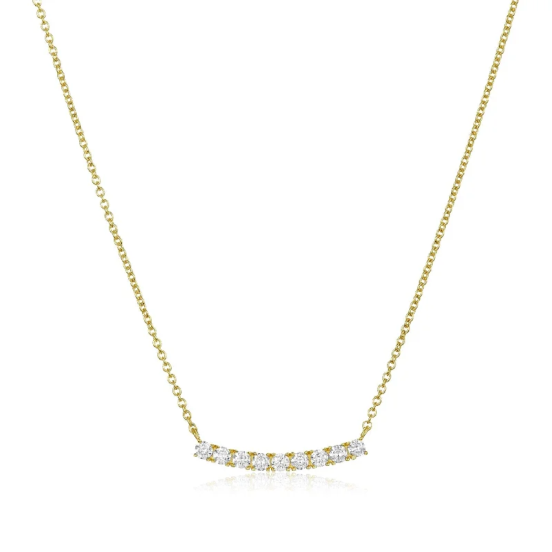 vintage crystal necklaces for women -Pave Curve Necklace