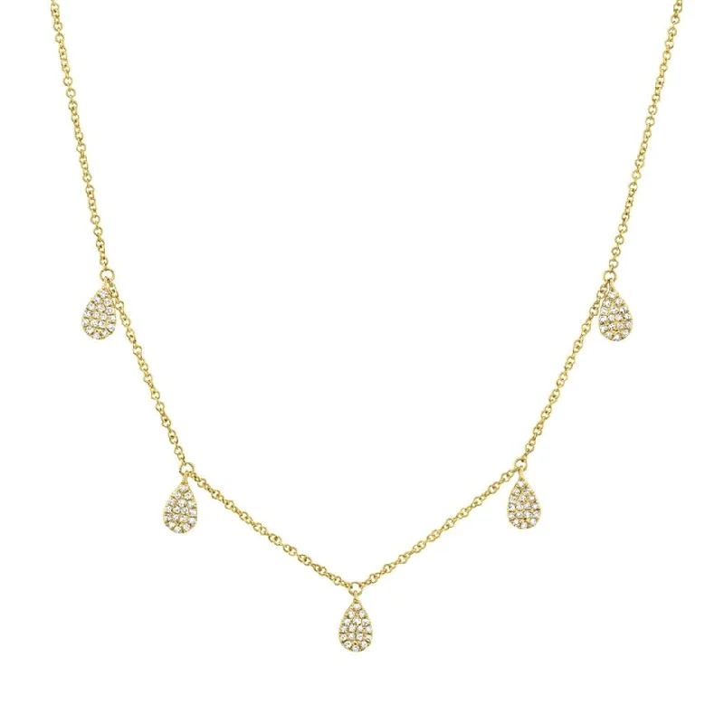 fashionable necklaces for women -Pave Pear Dangle Necklace