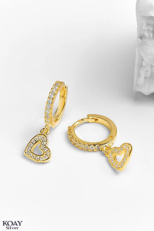 trendy statement earrings for women -Zircon Frameless Heart Hoop (02-GP)