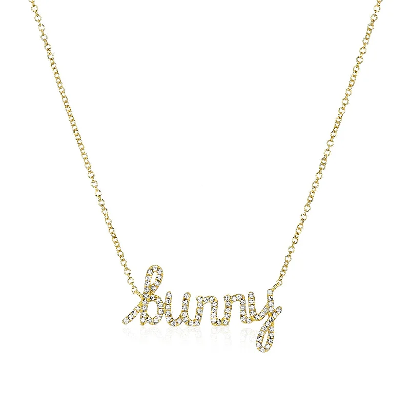 gemstone necklaces with gold chain -Diamond Script Personalized Name Necklace