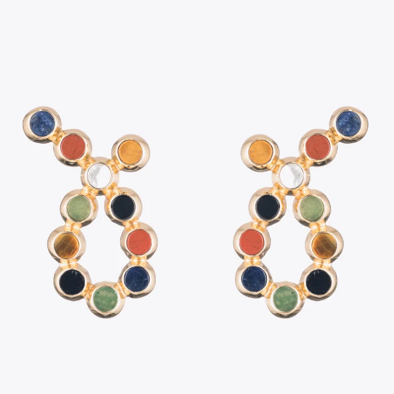 bridal hoop earrings for women -INLAID LOOP EARRINGS - PRISM