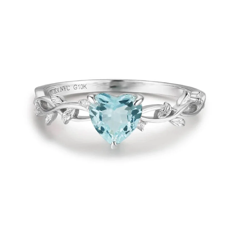 gold necklaces for women -Everlasting Heart Aquamarine Ring©