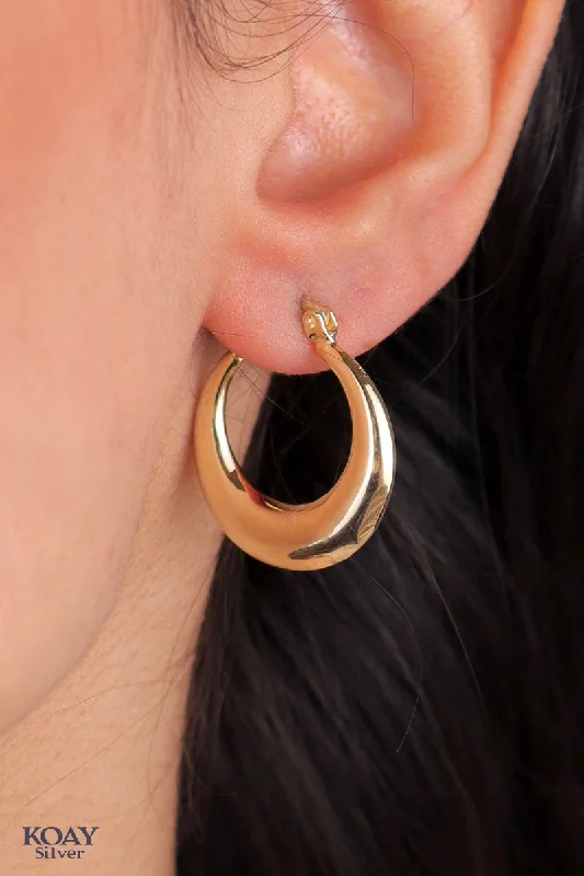 chic drop earrings for women -Bulky Plain Hoop Gold Plated