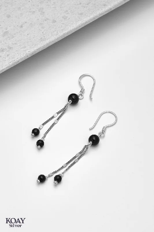 diamond earrings for women -Black Stones Earring