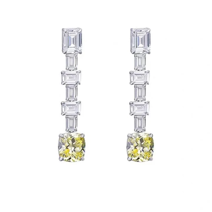 diamond earrings for women -Vintage Fancy Yellow Drop Earrings