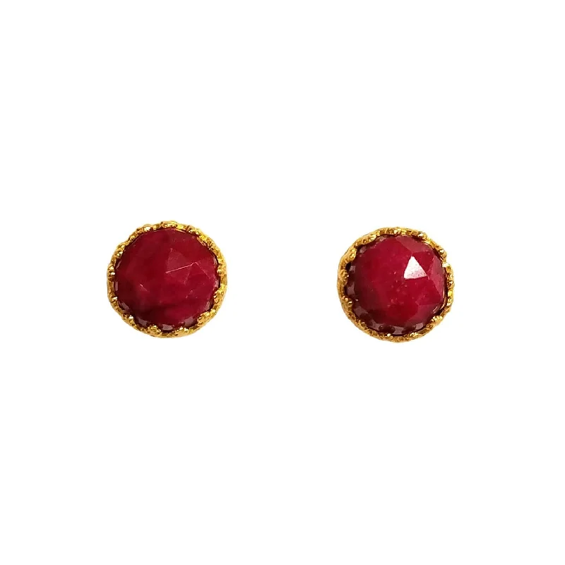 bold gold earrings for women -Rococo Earring - Ruby Quartz