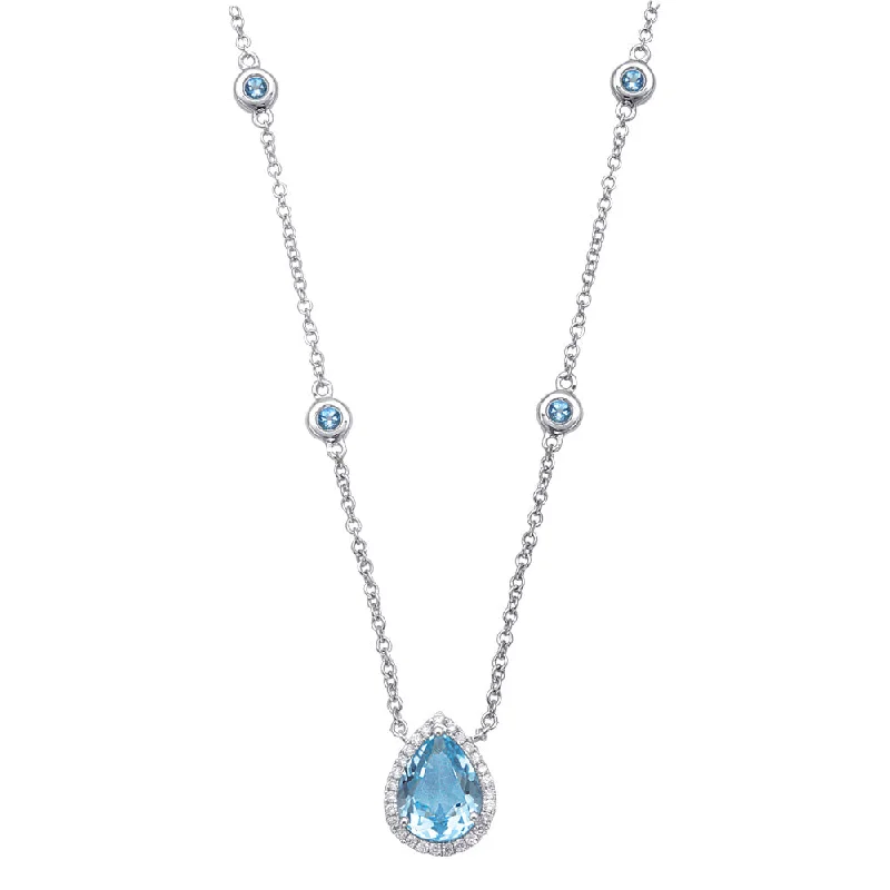 charm necklaces for women -Blue Topaz and Diamond Necklace