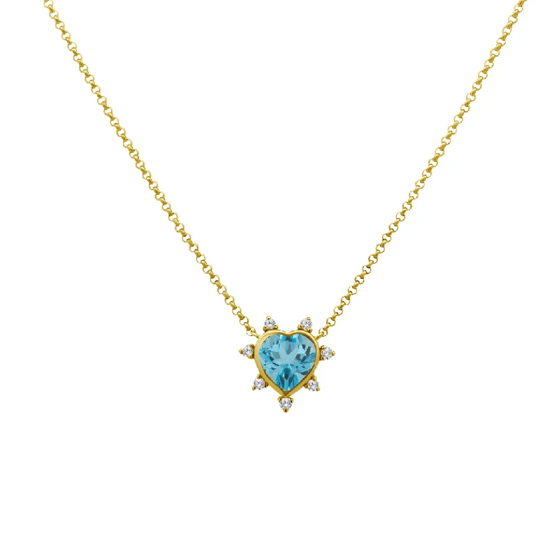 art deco necklaces for women -Gemstone & Diamond Heart Necklace