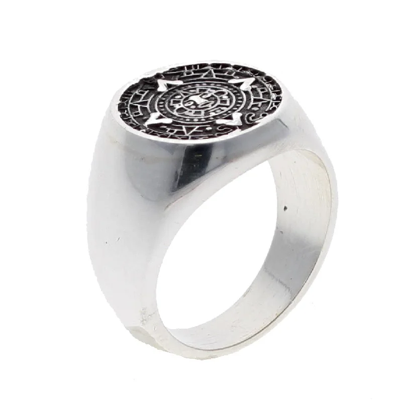 fashion gemstone rings -Mens Simple Aztec Ring