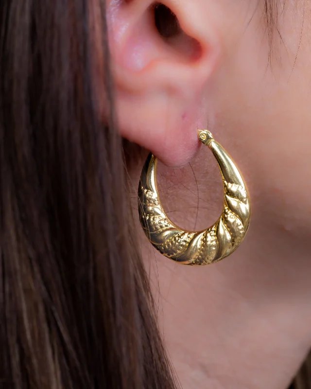 modern earrings for women -Bulky Wave Gold Plated Earring