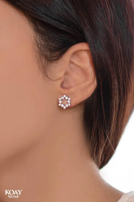 trendy silver earrings for women -Zircon (05) Earring