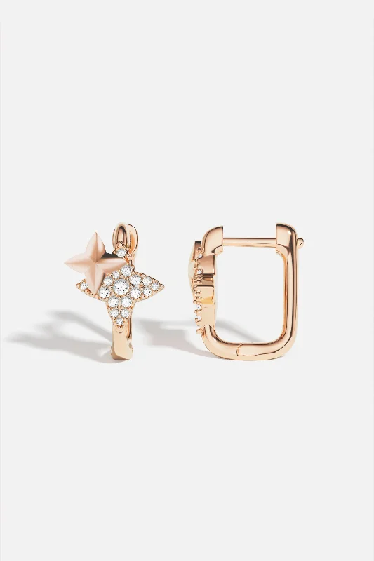 bold stud earrings for women -Météorites Rose Gold Square Hoop Earrings