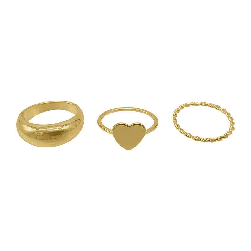 chunky necklaces for women -14k Gold Plated Heart Ring Set