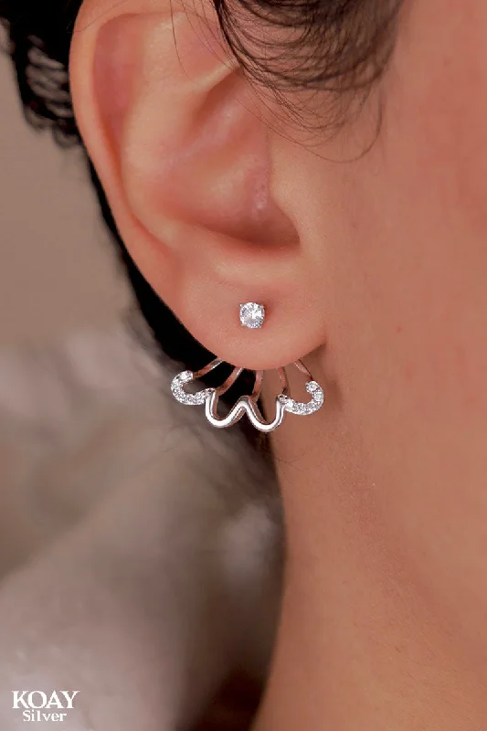 birthday gift earrings for women -Wave Earjacket (02)