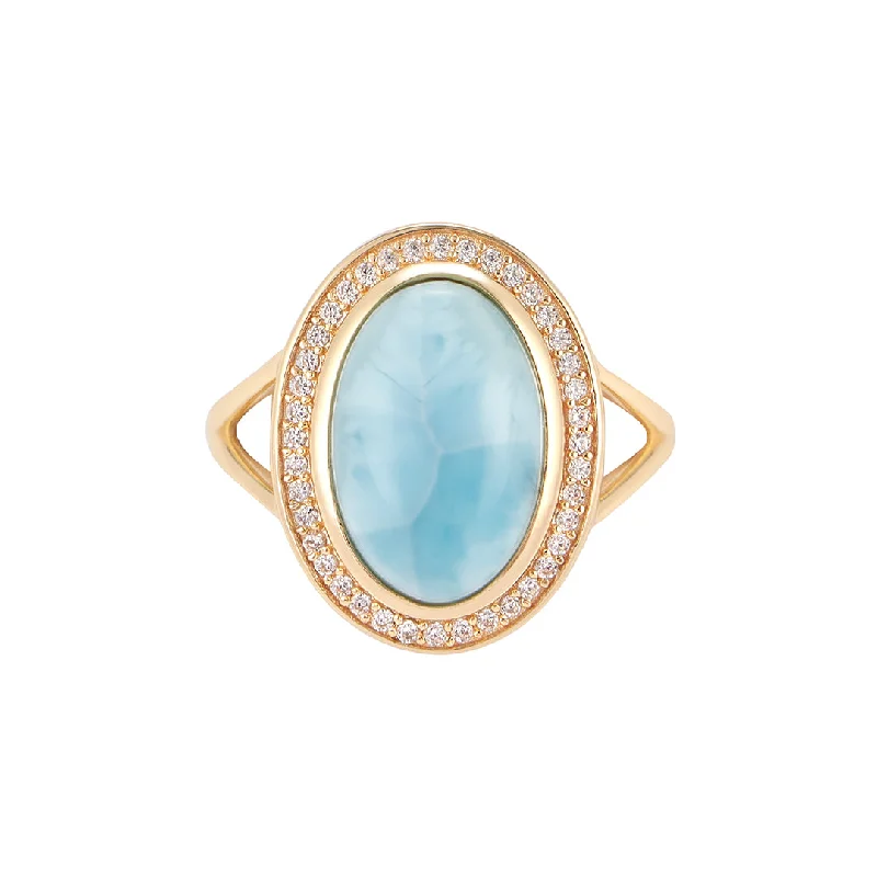 diamond pendant necklaces for women -14k Gold Vermeil Larimar Halo Ring