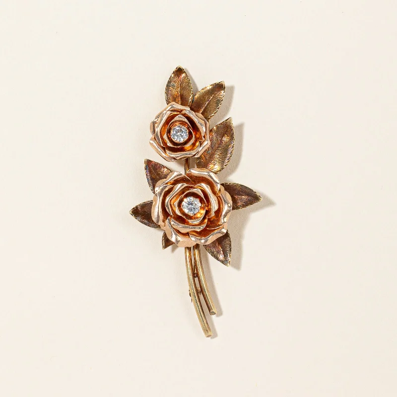 Diamond Rose Brooch | 0.64ctw |