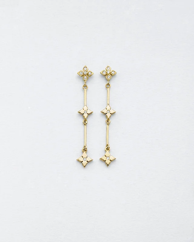 hoop earrings with diamonds -Drop Dead Pointed Petal Clover Earrings