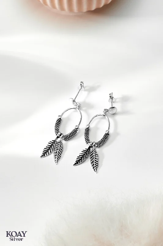 silver stud earrings for women -D Feathers Earring