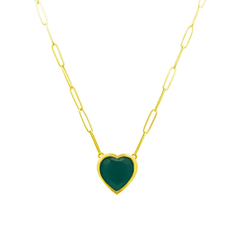 stylish pendant necklaces for women -Bezel Set Heart Cut Emerald Necklace