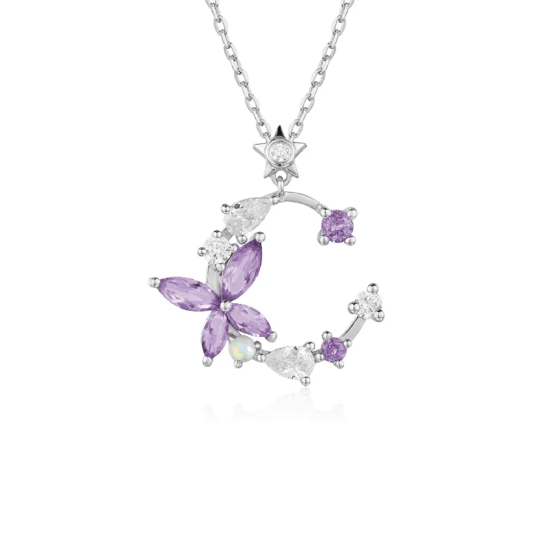 personalized necklaces for women -Monarch Butterfly Amethyst Opal Necklace