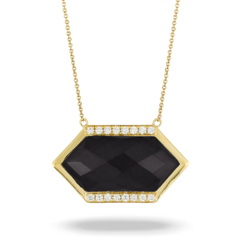 birthday gift necklaces for women -Black Onyx and Diamond Necklace