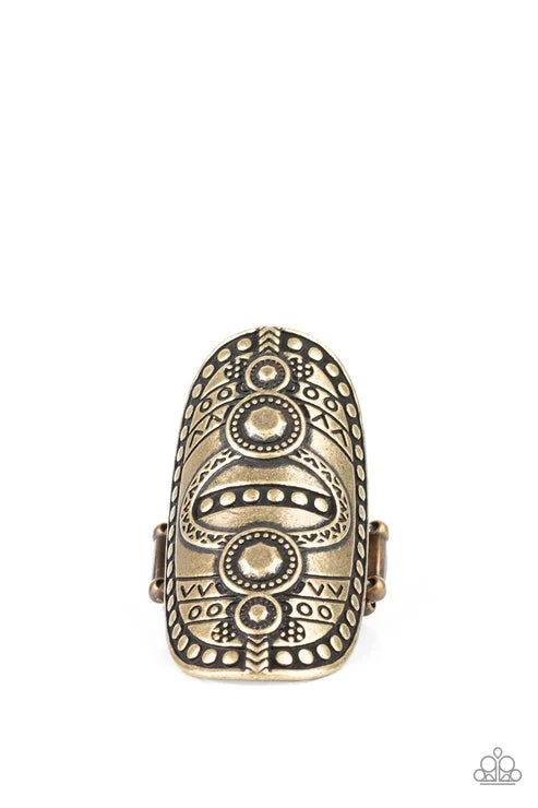 opal rings for women -Tiki Trail Brass Ring