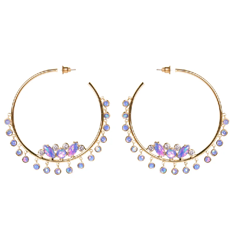 gemstone stud earrings for women -Ophelia Iridescent Opal Hoop Earrings