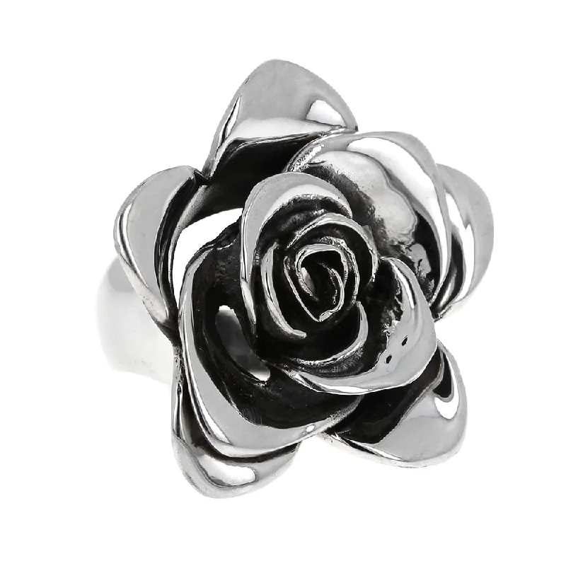 engraved rings for women -Large Casted Rose Ring