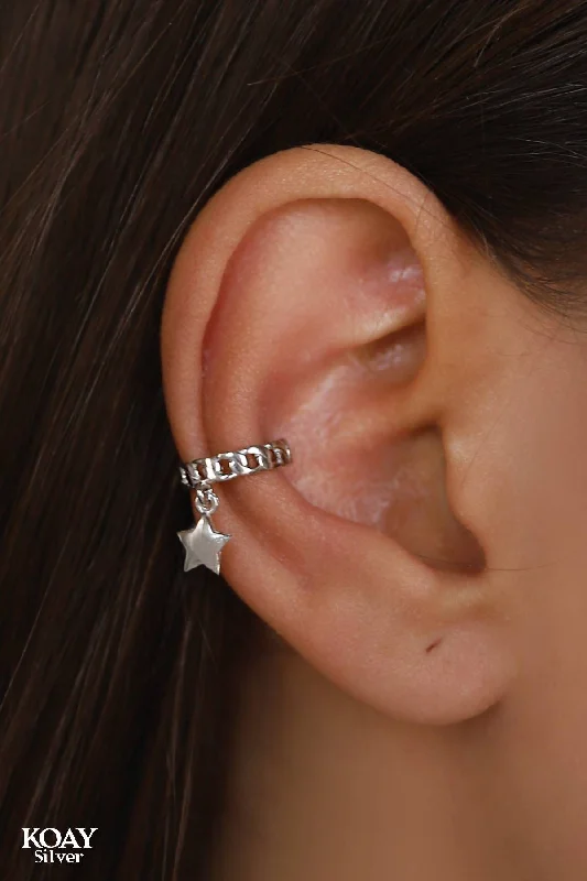 chic hoop earrings for women -Star Earcuff