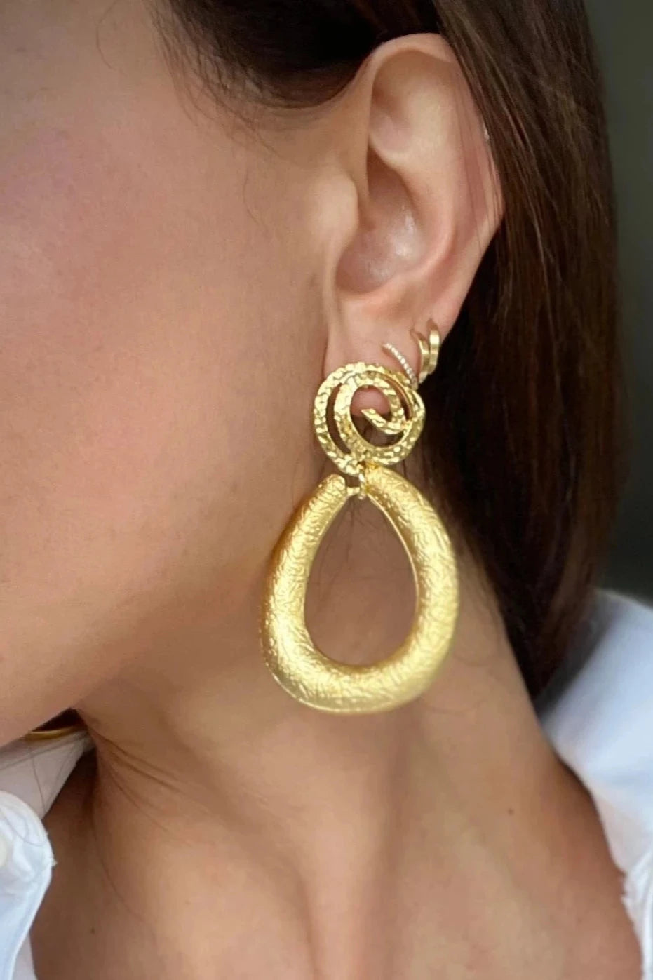 cute earrings for women -Athena Pear Gold Earrings