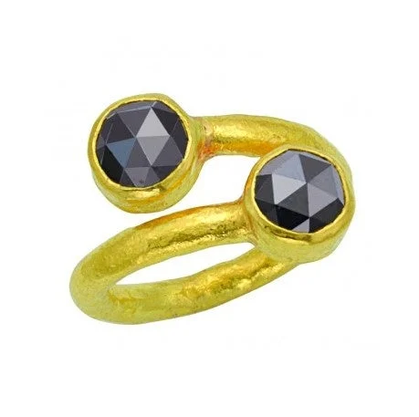 sapphire necklaces for women -24K Black Diamond Bypass Ring