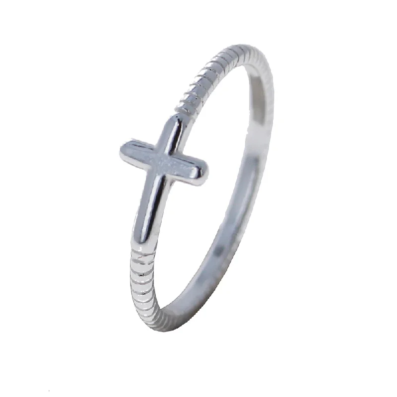 eternity rings for women -Mini Side Cross Ring