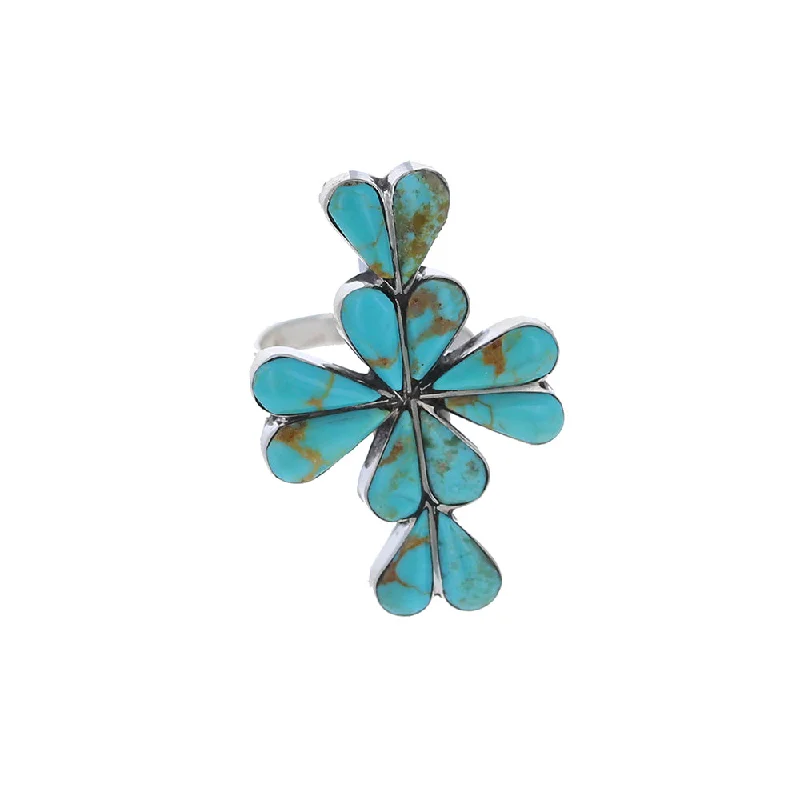 adjustable rings for women -Mosaic Turquoise Cross Ring