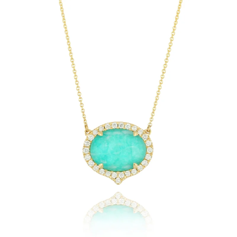 vintage necklaces for women -Amazonite and Diamond Necklace