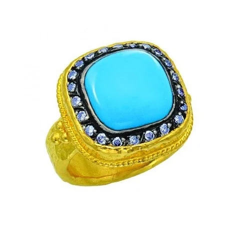 modern necklaces for women -24K Turquoise and Diamond Ring