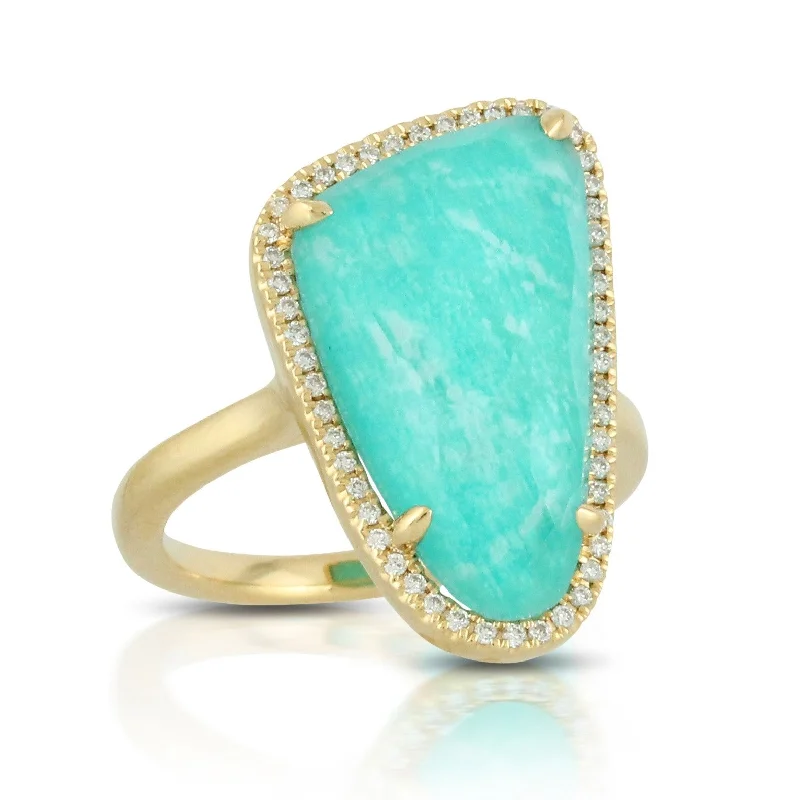 modern necklaces for women -Amazonite and Diamond Ring