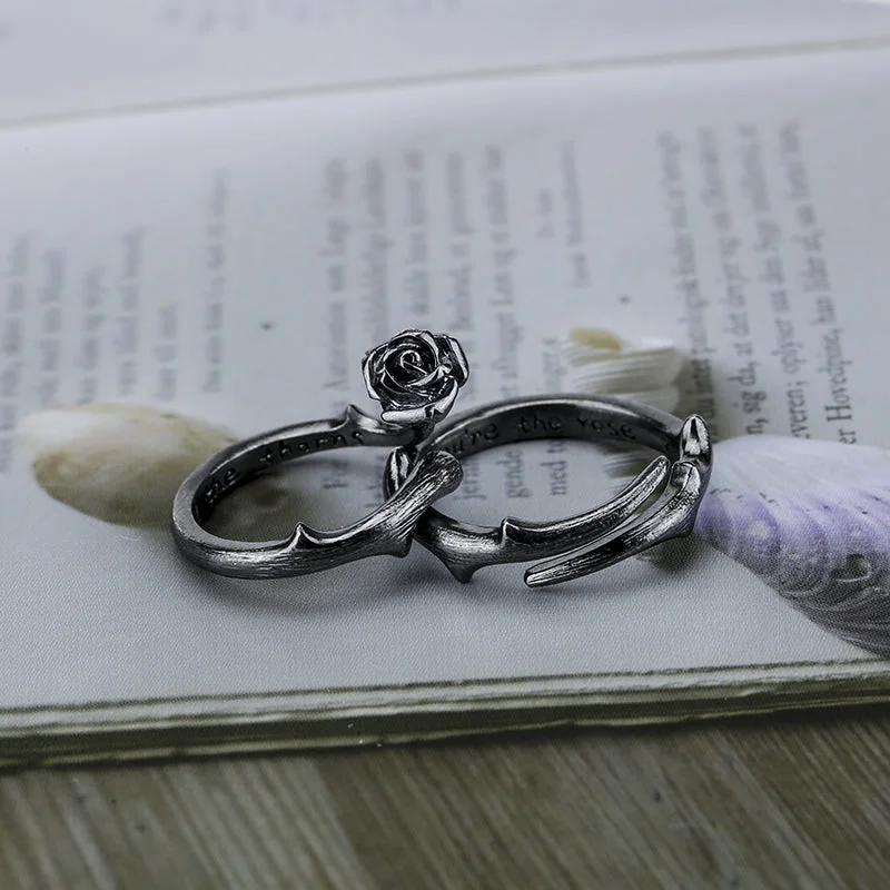 adjustable rings for women -Handmade Sterling Silver Couple Rings Lovers Rings Jewelry Accessories Women Men