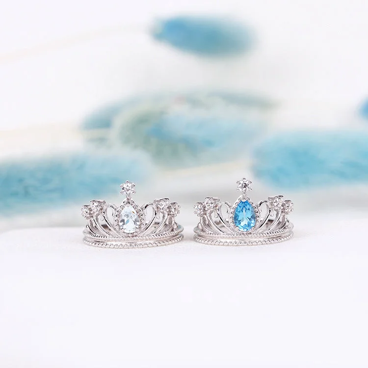 men’s style rings for women -Topaz Crown Ring in White Gold Plated Silver Engage proposal Ring November Birthstone Women