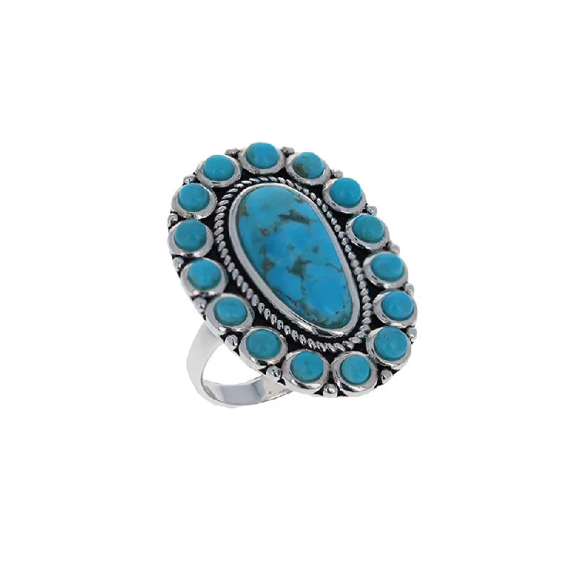 trendy rings for women -Santa Fe Statement Turquoise Ring