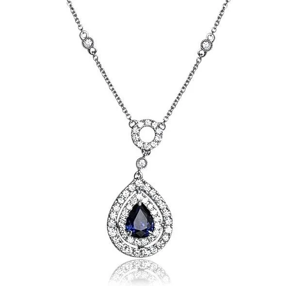 delicate necklaces for women -Sapphire and Diamond Necklace