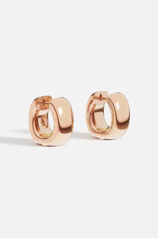 bold gold earrings for women -Chunky Rose Gold Huggie Earrings