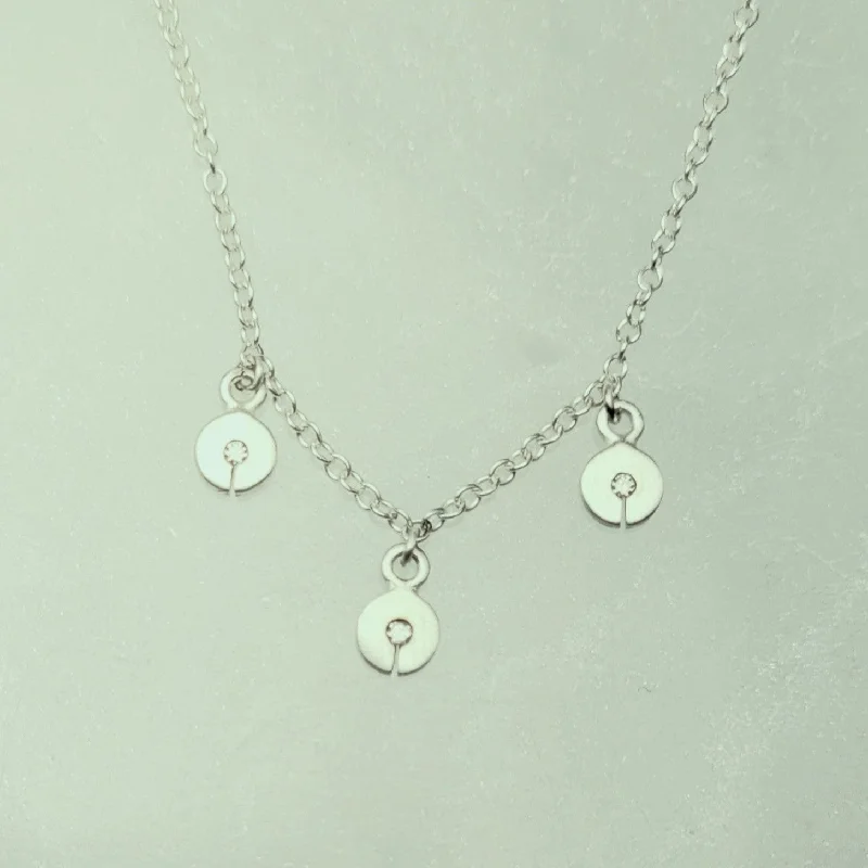 birthstone necklaces for women -Celah Trio Diamond Necklace Silver