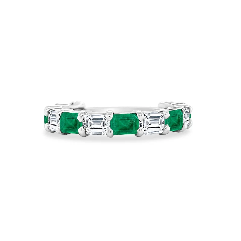 fashionable necklaces for women -Chasing Diamond & Emerald Cut Emerald Band