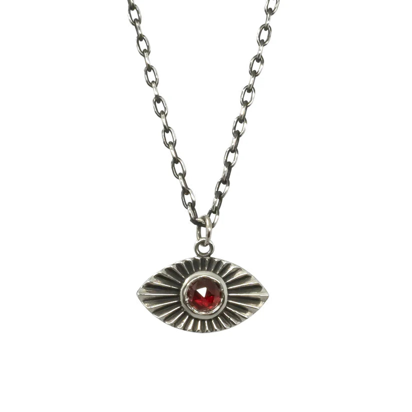 minimalistic silver necklaces for women -Vision Necklace with Garnet - Large